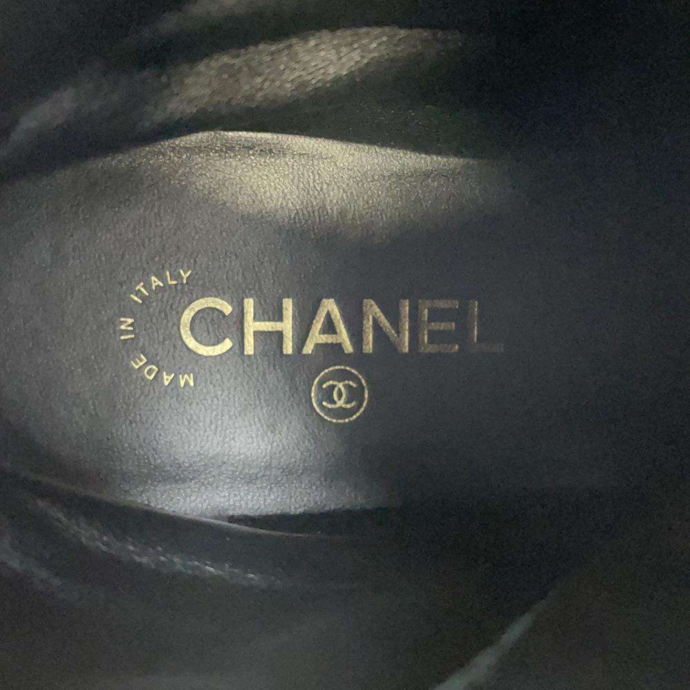 CHANEL Combat Boots Matelasse BlackG45833 Lambskin Size 38C