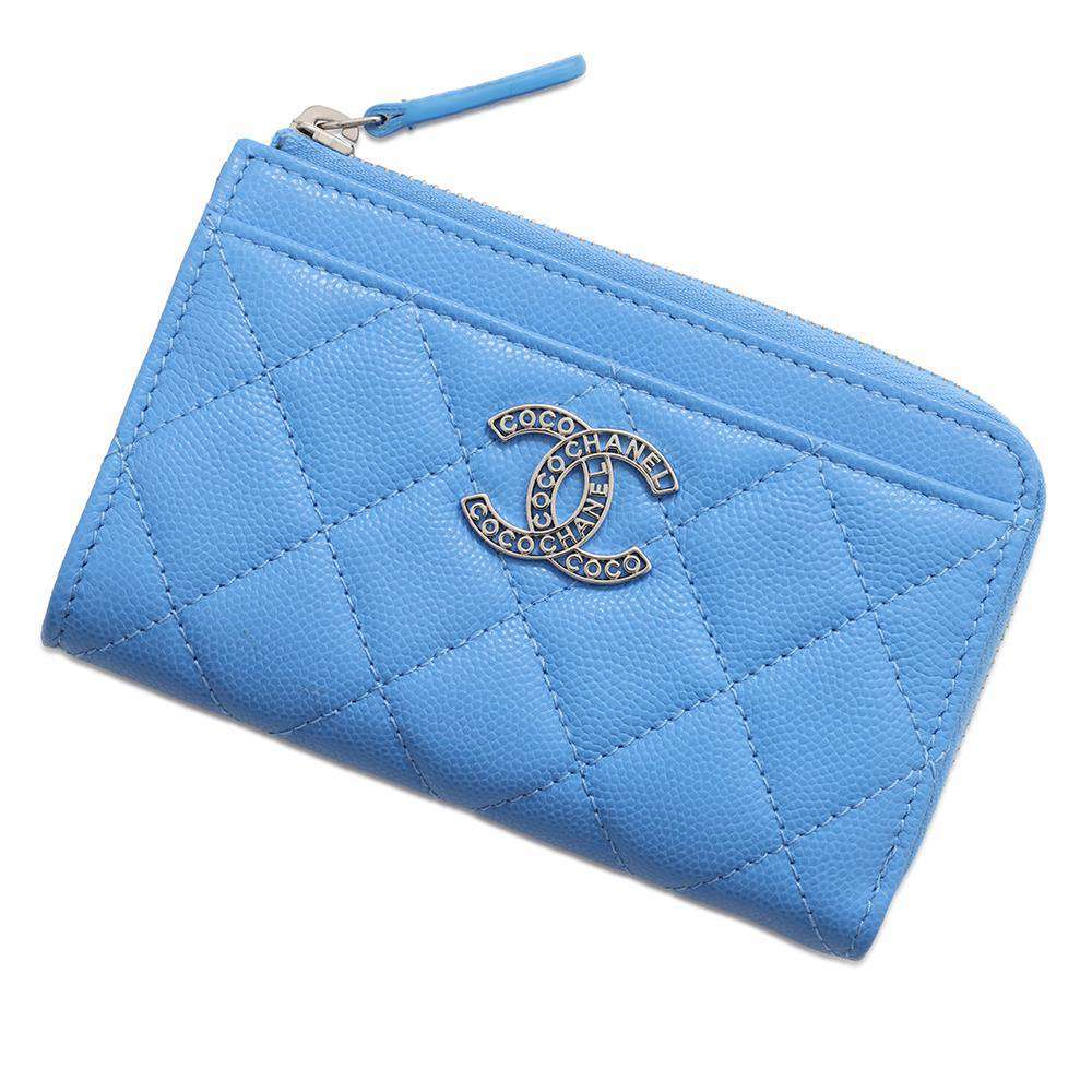 CHANEL Matelasse Fragment Card Case BlueAP3836 Caviar Leather