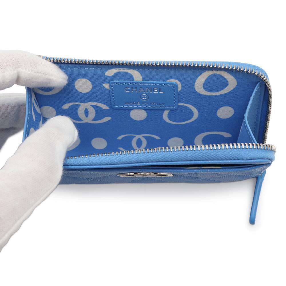 CHANEL Matelasse Fragment Card Case BlueAP3836 Caviar Leather