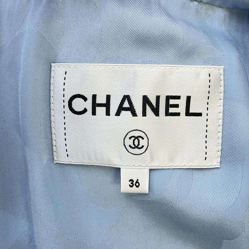 CHANEL Setup Short Sleeve Jacket Size 36 BlueP76682 Tweed