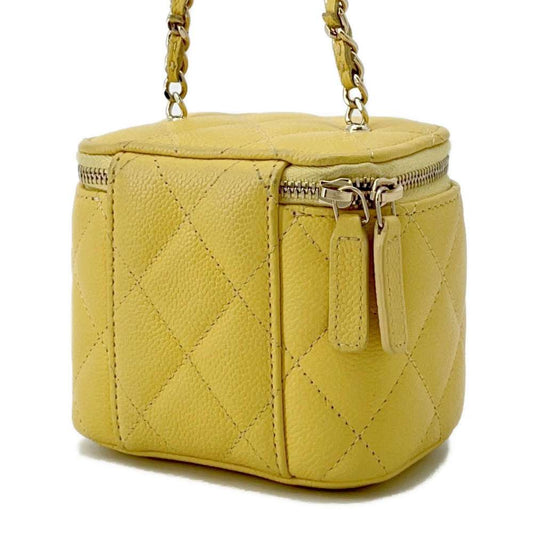 CHANEL Vanity ChainShoulder Bag YellowAP2624 Caviar Leather Size Mini