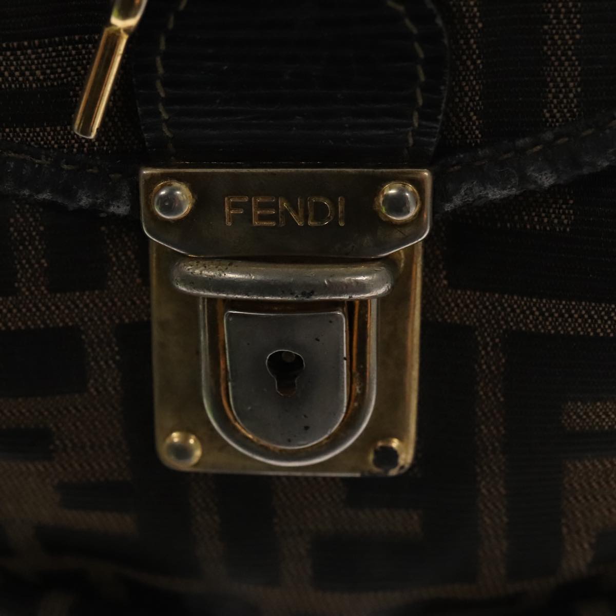 FENDI Zucca Canvas Backpack Brown Black gold 101005