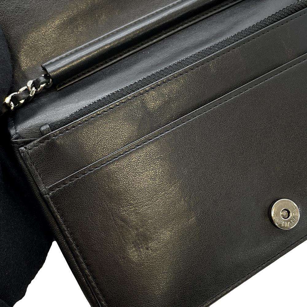CHANEL Chevron Chain wallet BlackA70230 Calf Leather