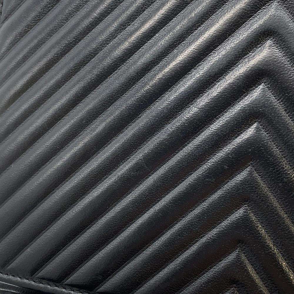 CHANEL Chevron Chain wallet BlackA70230 Calf Leather