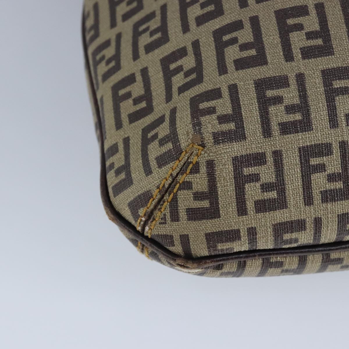 FENDI Zucca Canvas Zucchino Canvas Shoulder Bag Brown Black beige 101045