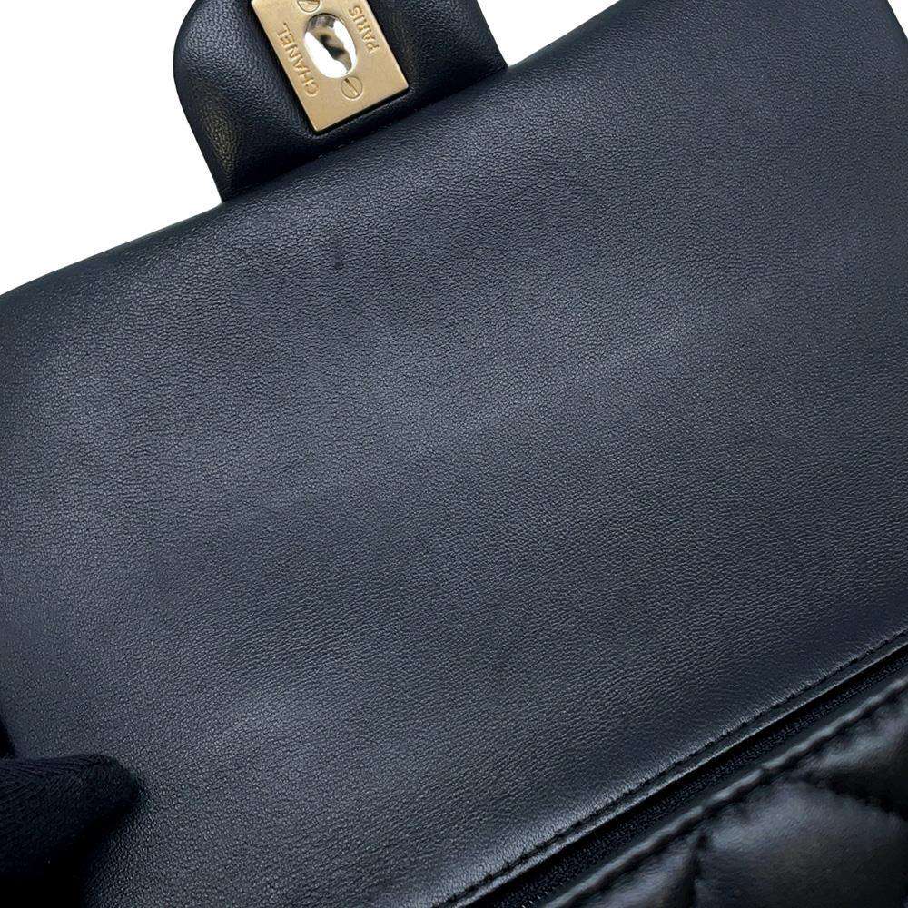 CHANEL Matelasse Top Handle Flap Bag BlackAS2431 Lambskin