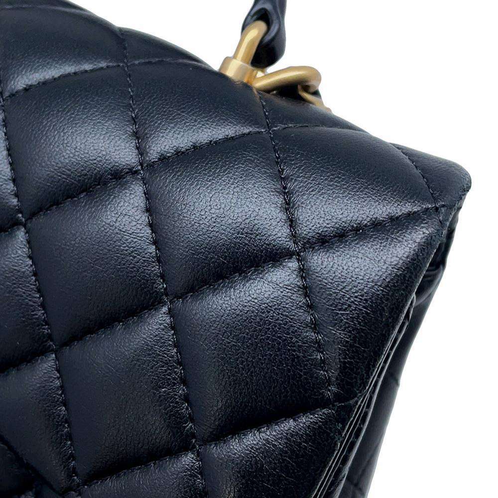 CHANEL Matelasse Top Handle Flap Bag BlackAS2431 Lambskin