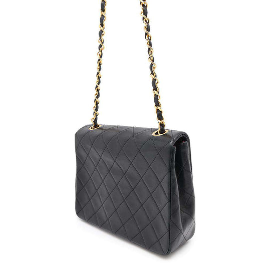 CHANEL Matelasse Single Flap ChainShoulder Bag BlackA01163 Lambskin Size 20