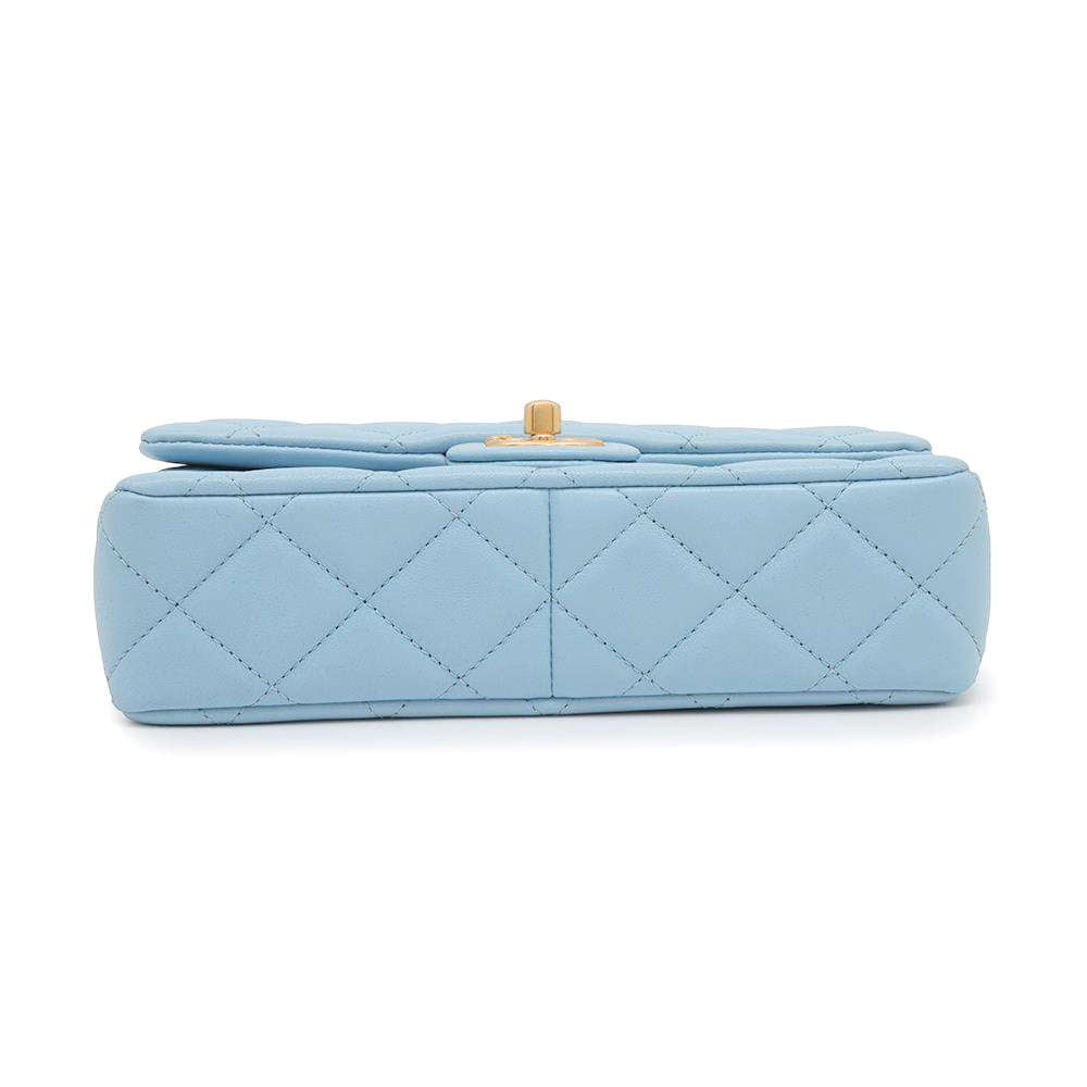 CHANEL MÃƒÆ’Ã‚Â©tiers d'Art Wood Handle ChainShoulder Bag Light BlueAS4151 Lambskin
