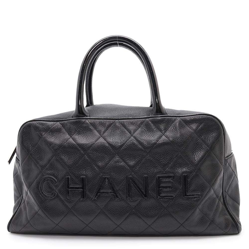 CHANEL Matelasse Bowling Bag BlackA15685 Caviar Leather