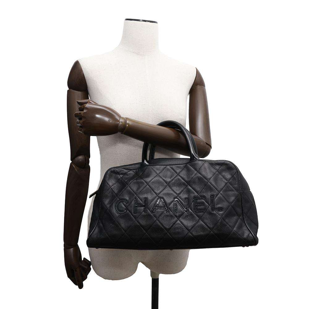 CHANEL Matelasse Bowling Bag BlackA15685 Caviar Leather