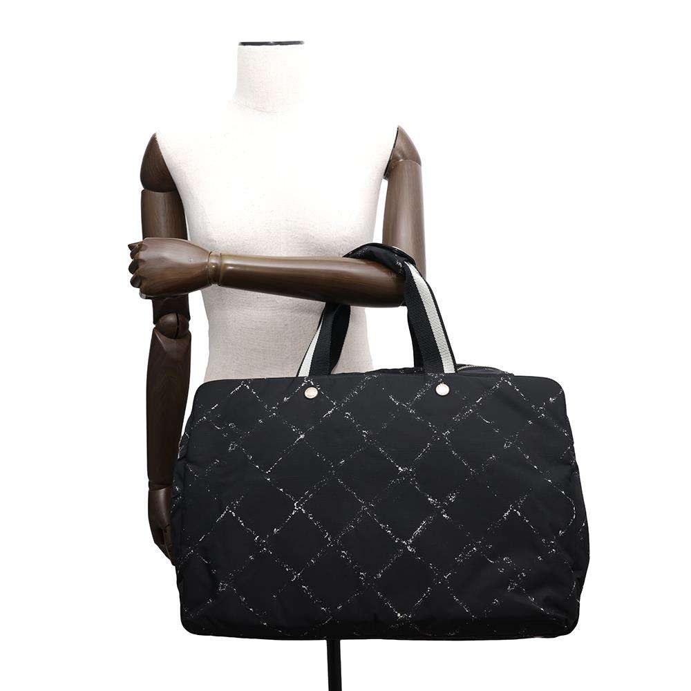 CHANEL Old Travel Line 2WAY Travel Bag Black Nylon