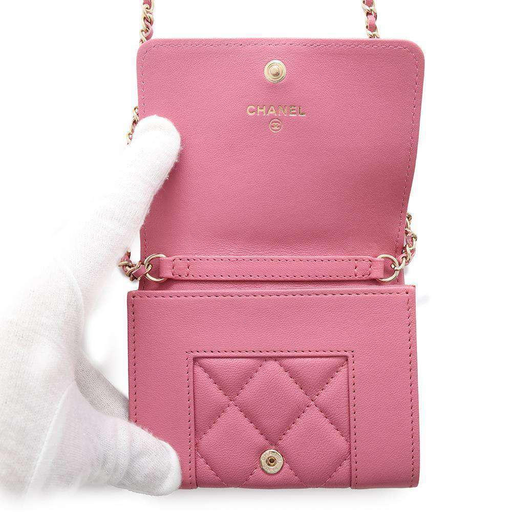 CHANEL Mademoiselle Chain Wallet Pink Lambskin