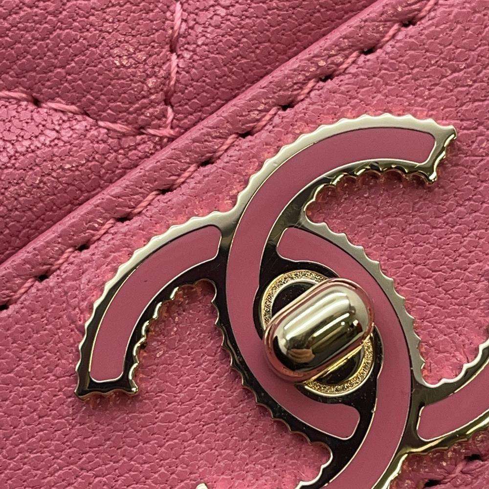 CHANEL Mademoiselle Chain Wallet Pink Lambskin