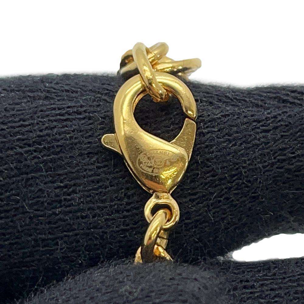 CHANEL Necklace African continent motif Gold Metal  Rhinestone Faux Pearl