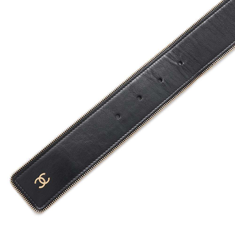 CHANEL Belt Black Lambskin Size 85
