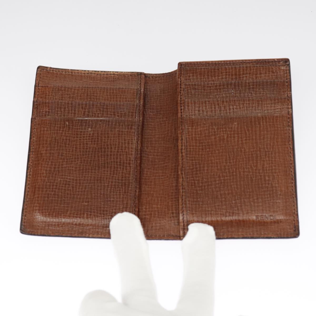 FENDI Zucca Canvas Card Case Black Brown 101122