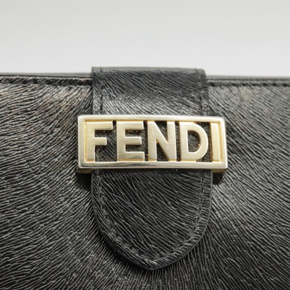 FENDI Wallet Leather Black 101125