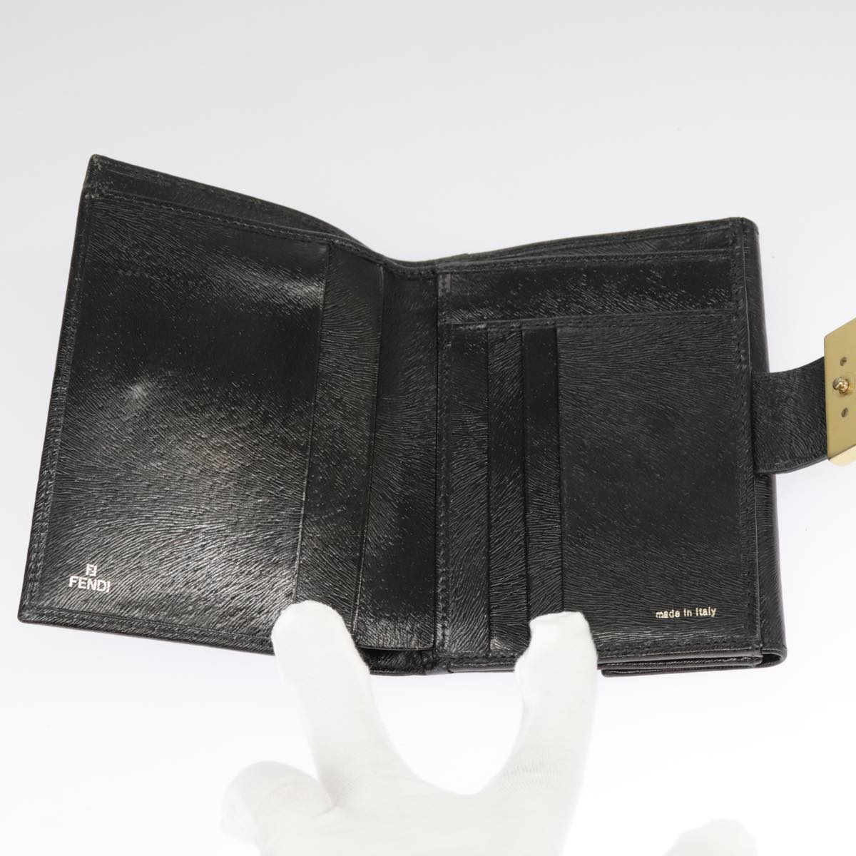 FENDI Wallet Leather Black 101125