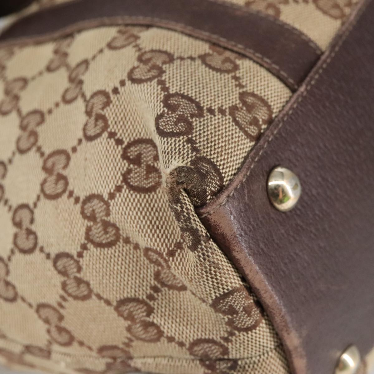 GUCCI GG Canvas Shoulder Bag Beige Gold 141470 101138