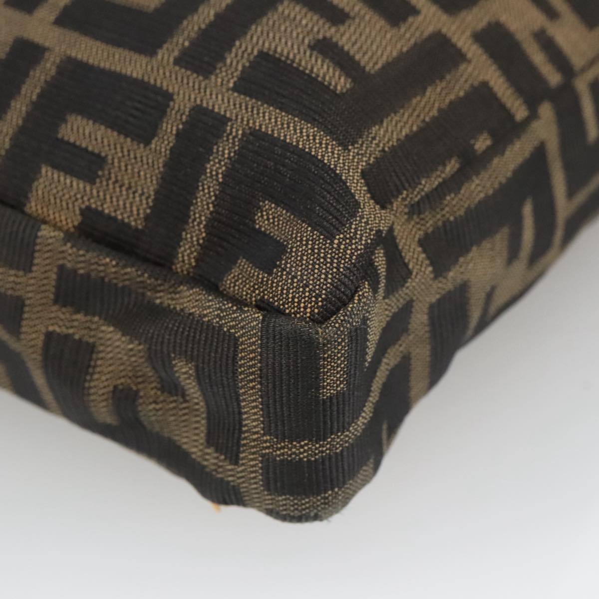 FENDI Zucca Canvas Shoulder Bag Brown Black 101147