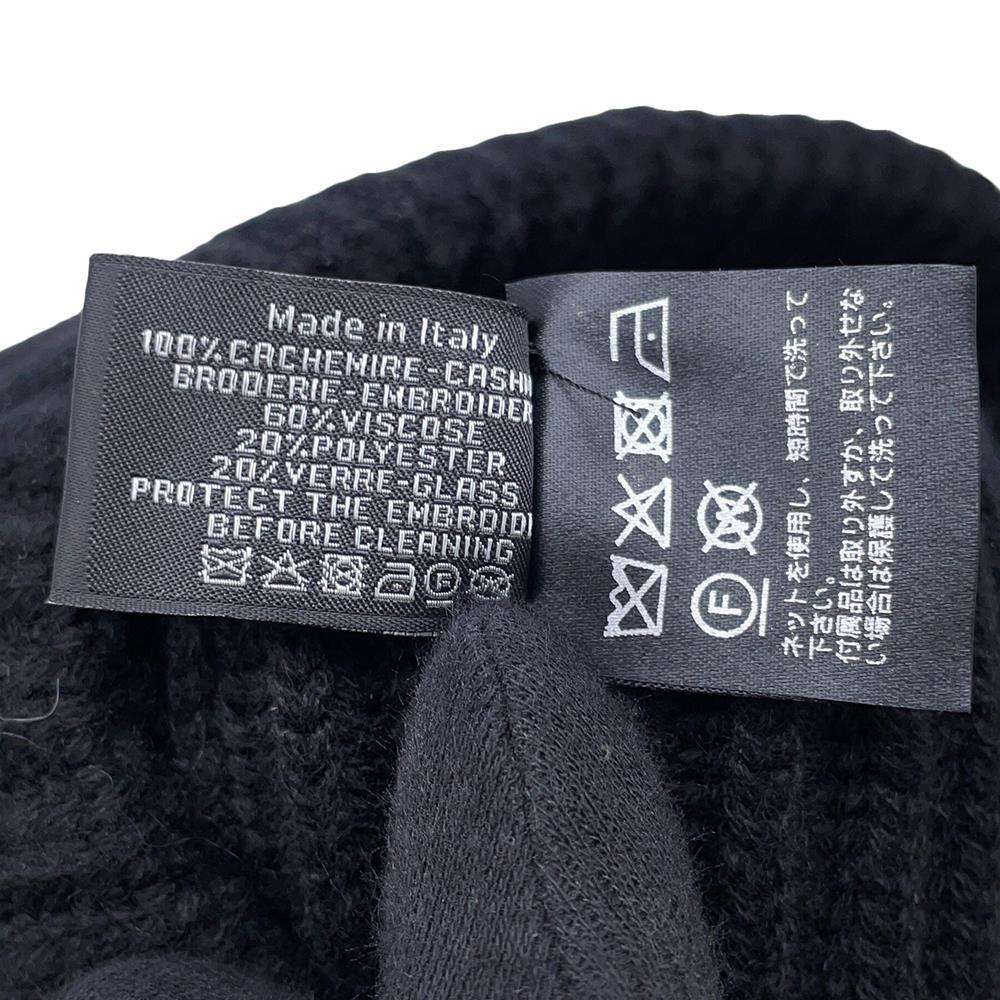 CHANEL Sequins logo knit cap BlackAA9553 Cashmere100%