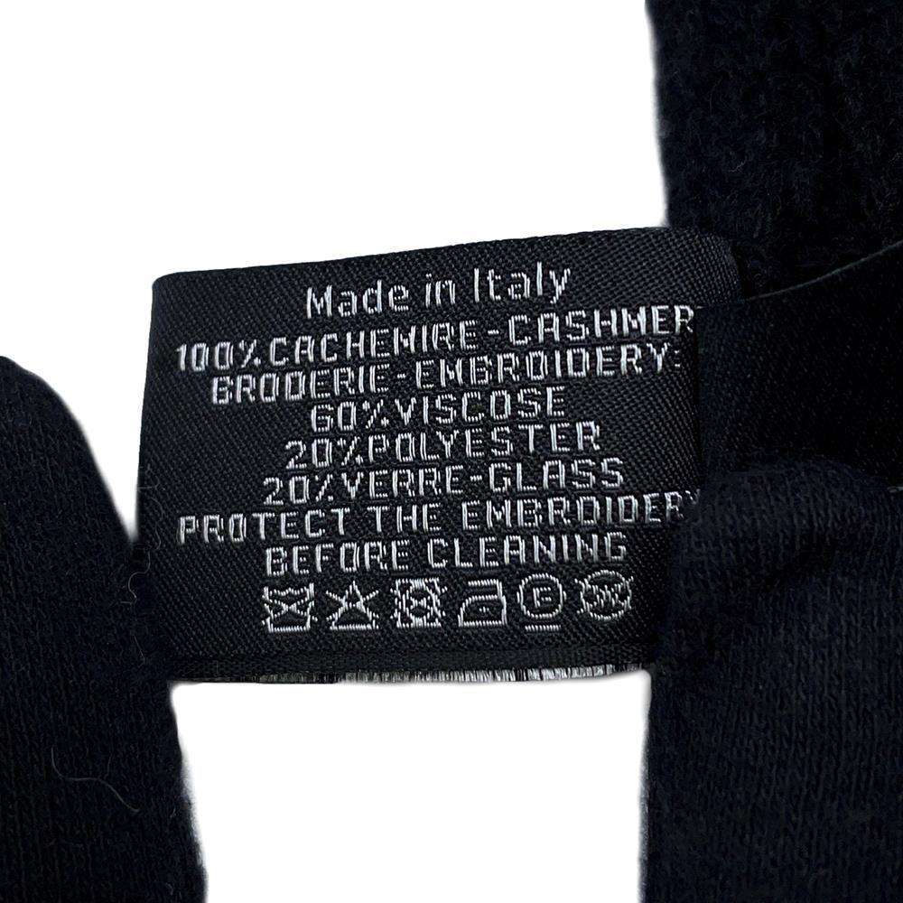 CHANEL Sequins logo scarf BlackAA9552 Cashmere100%