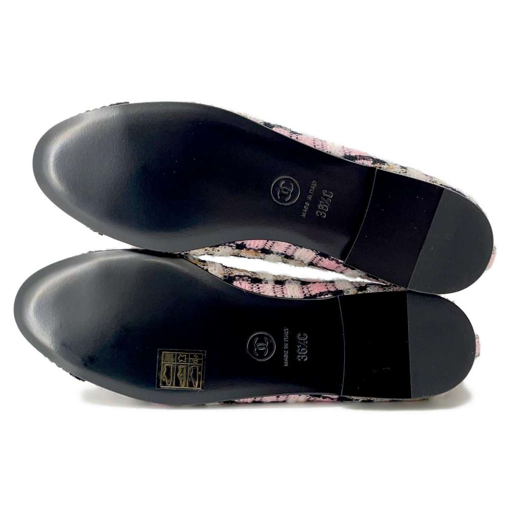 CHANEL Tweed ballet shoes Pink/BlackG02819 Tweed Size 36 1/2C