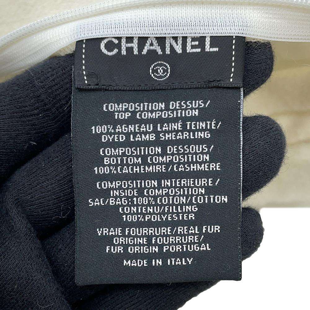 CHANEL Cushion White/Black Cashmere Cotton