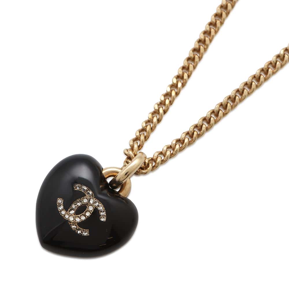 CHANEL Heart-shaped Necklace BlackWS8495 Metal