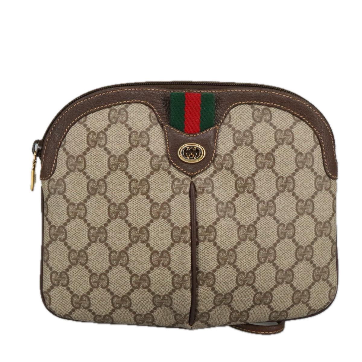 GUCCI GG Supreme Web Sherry Line Shoulder Bag PVC Beige 904 02 047 101184