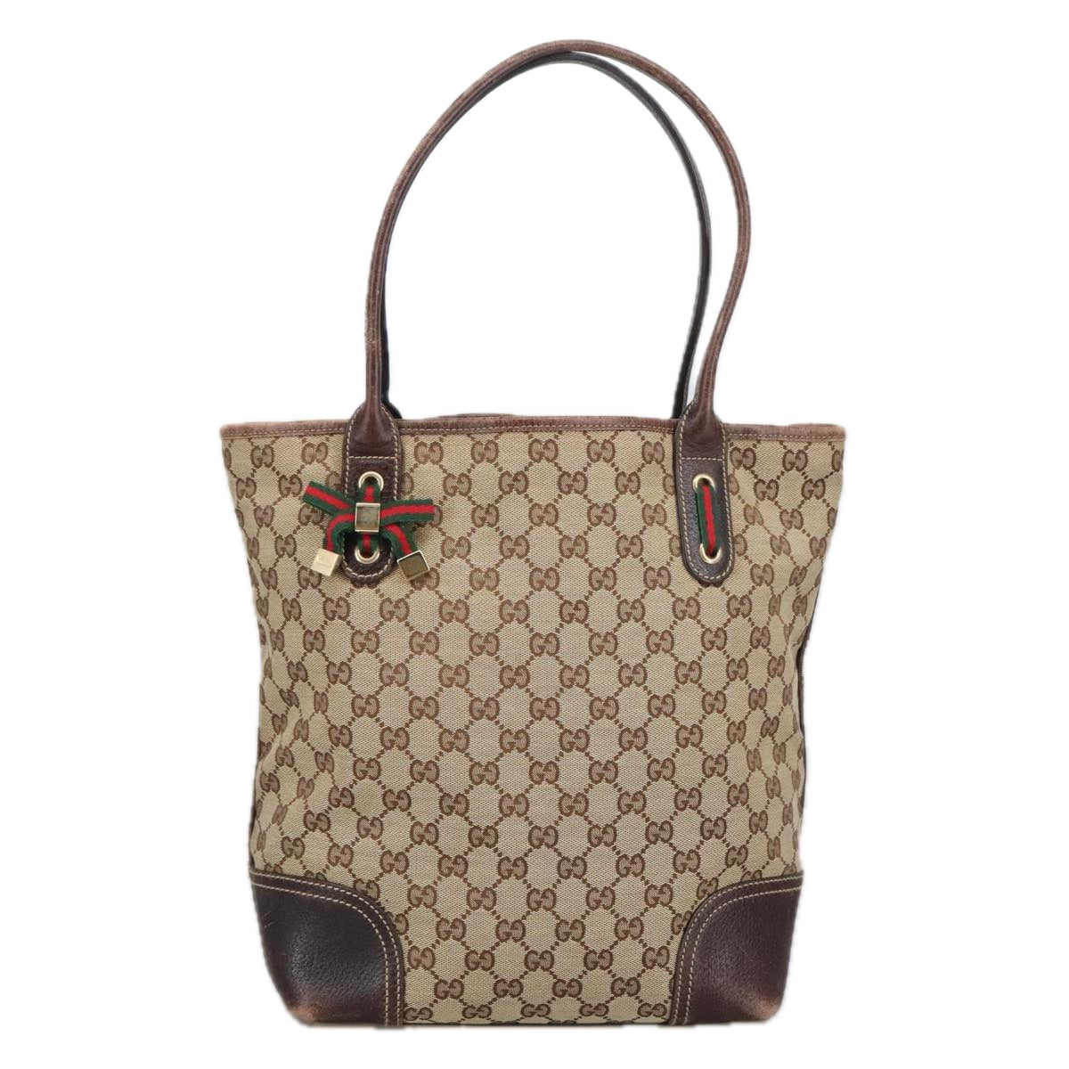 GUCCI GG Canvas Web Sherry Line Shoulder Bag Beige Gold 181779 101185