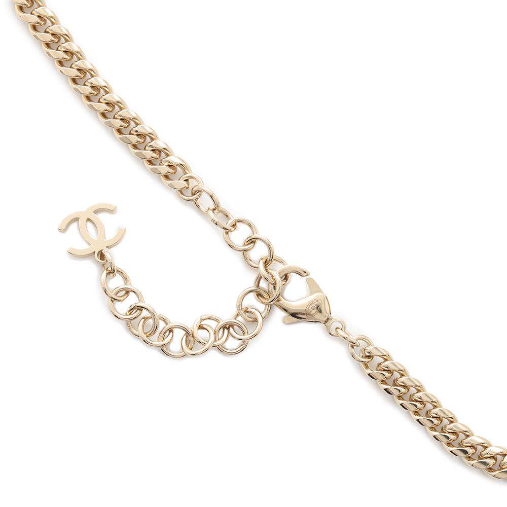 CHANEL CHANEL logo double heart choker necklaceABB646 Metal strass