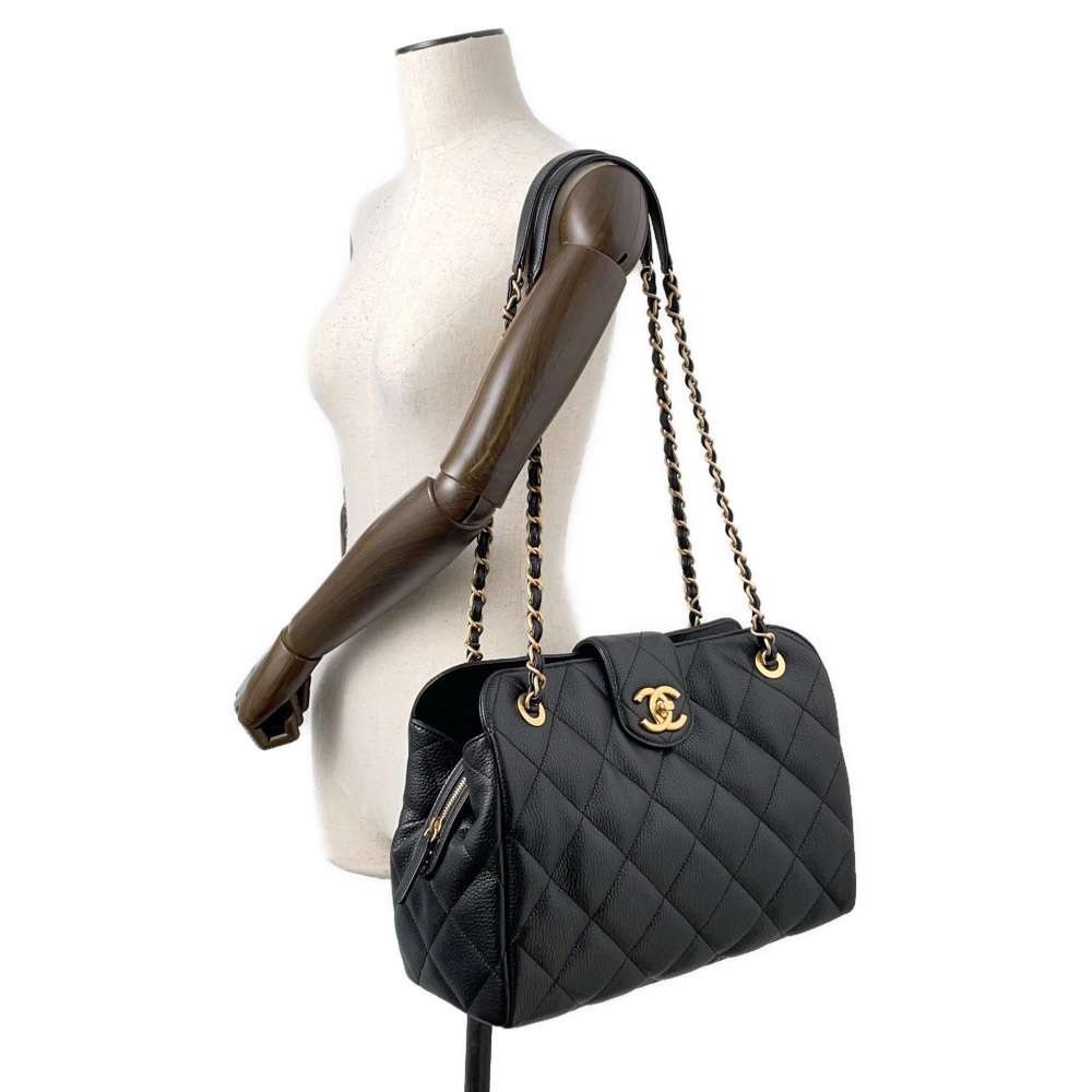 CHANEL Matelasse Large Bowling Bag BlackAS4978 Soft Caviar Leather