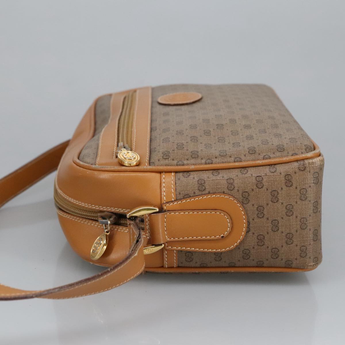 GUCCI Micro GG Supreme Shoulder Bag PVC Leather Beige Gold 101192