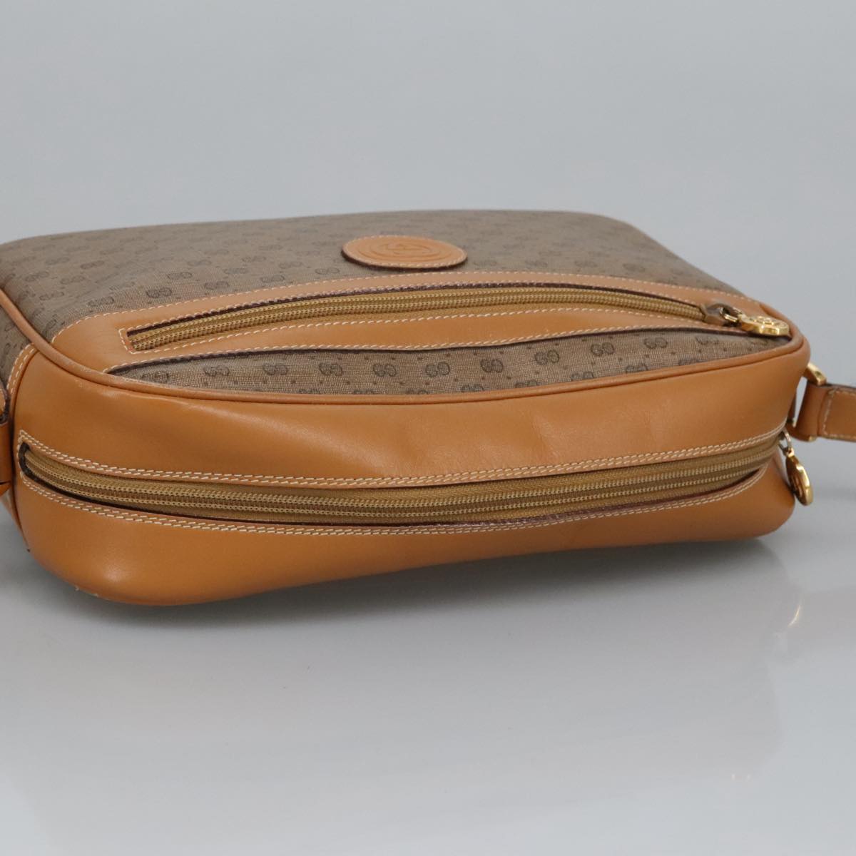 GUCCI Micro GG Supreme Shoulder Bag PVC Leather Beige Gold 101192