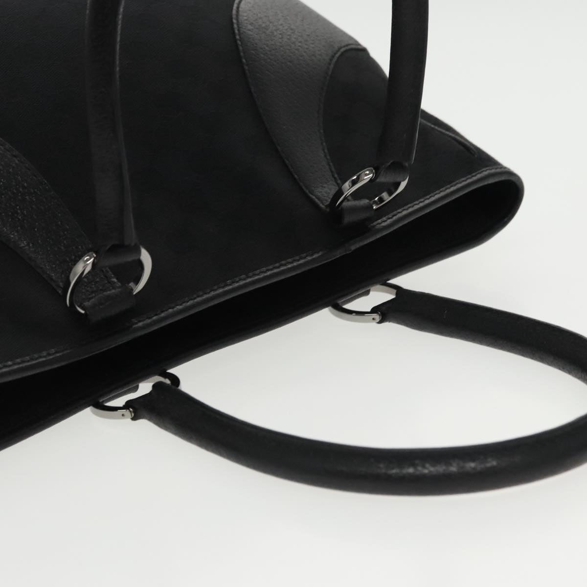 GUCCI GG Canvas Hand Bag Black Silver 113011 101218