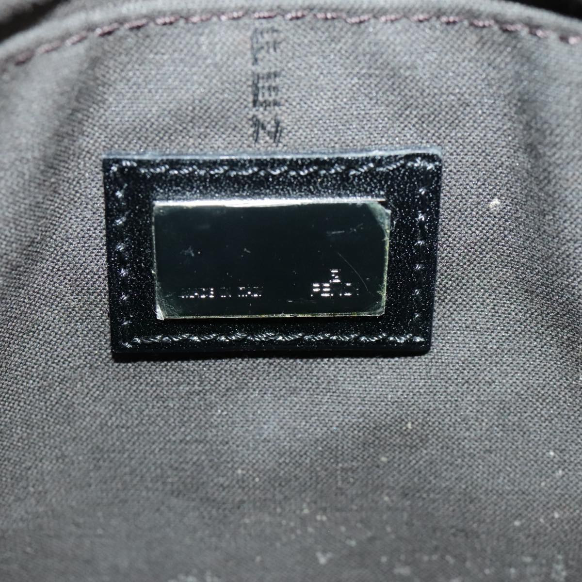 FENDI Zucchino Canvas Mamma Baguette Shoulder Bag Black 101222