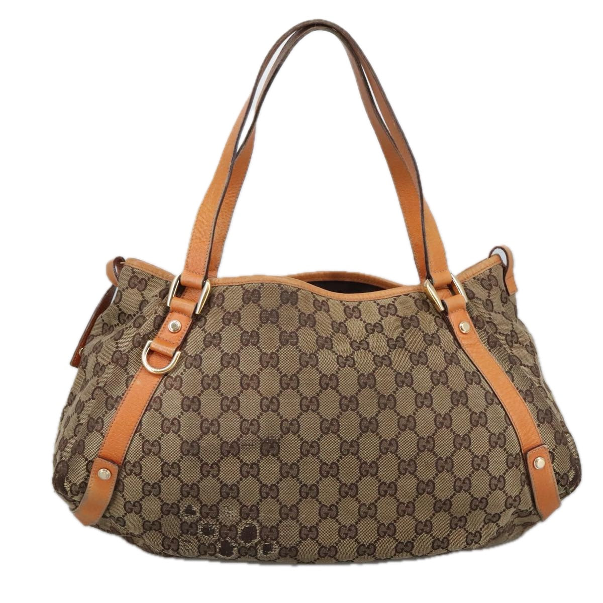 GUCCI GG Canvas Tote Bag Beige Gold 130736 101249