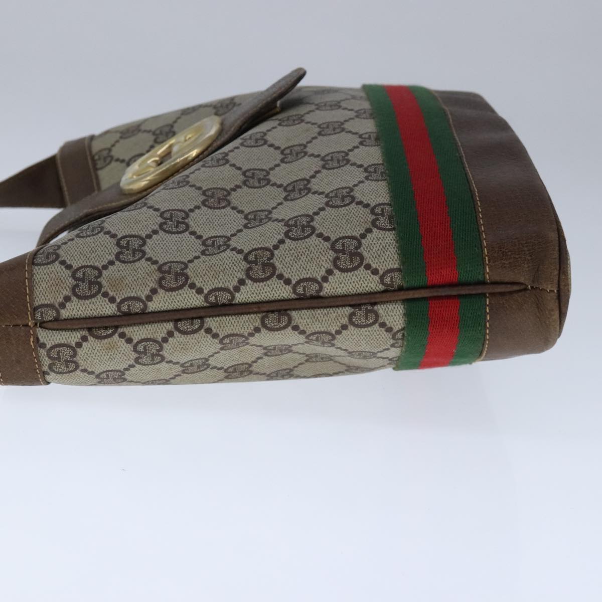 GUCCI GG Supreme Web Sherry Line Shoulder Bag PVC Beige Red Green 101272