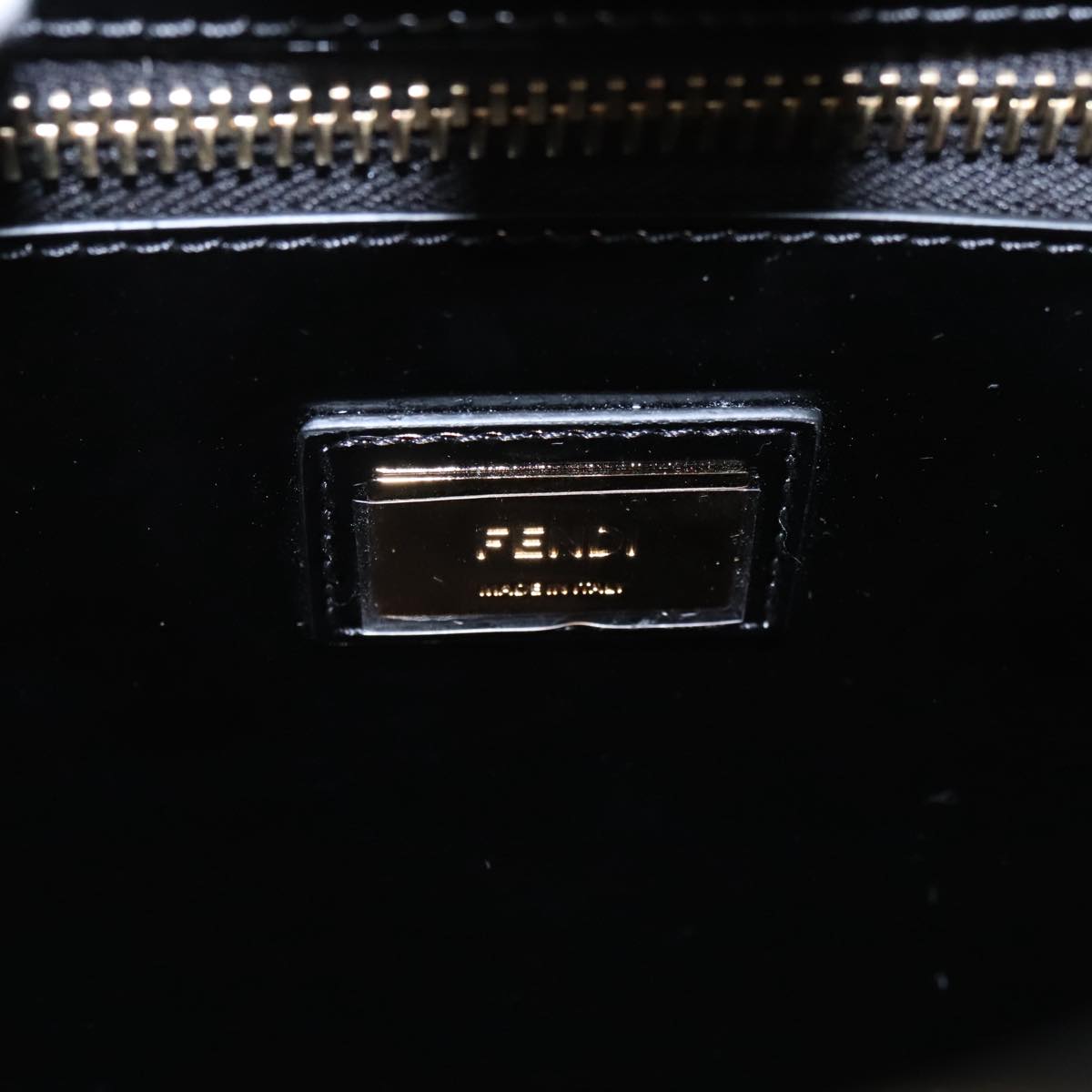 FENDI Pecan Peek A Boo Regular Hand Bag Mouton 2way Black Brown 101314S