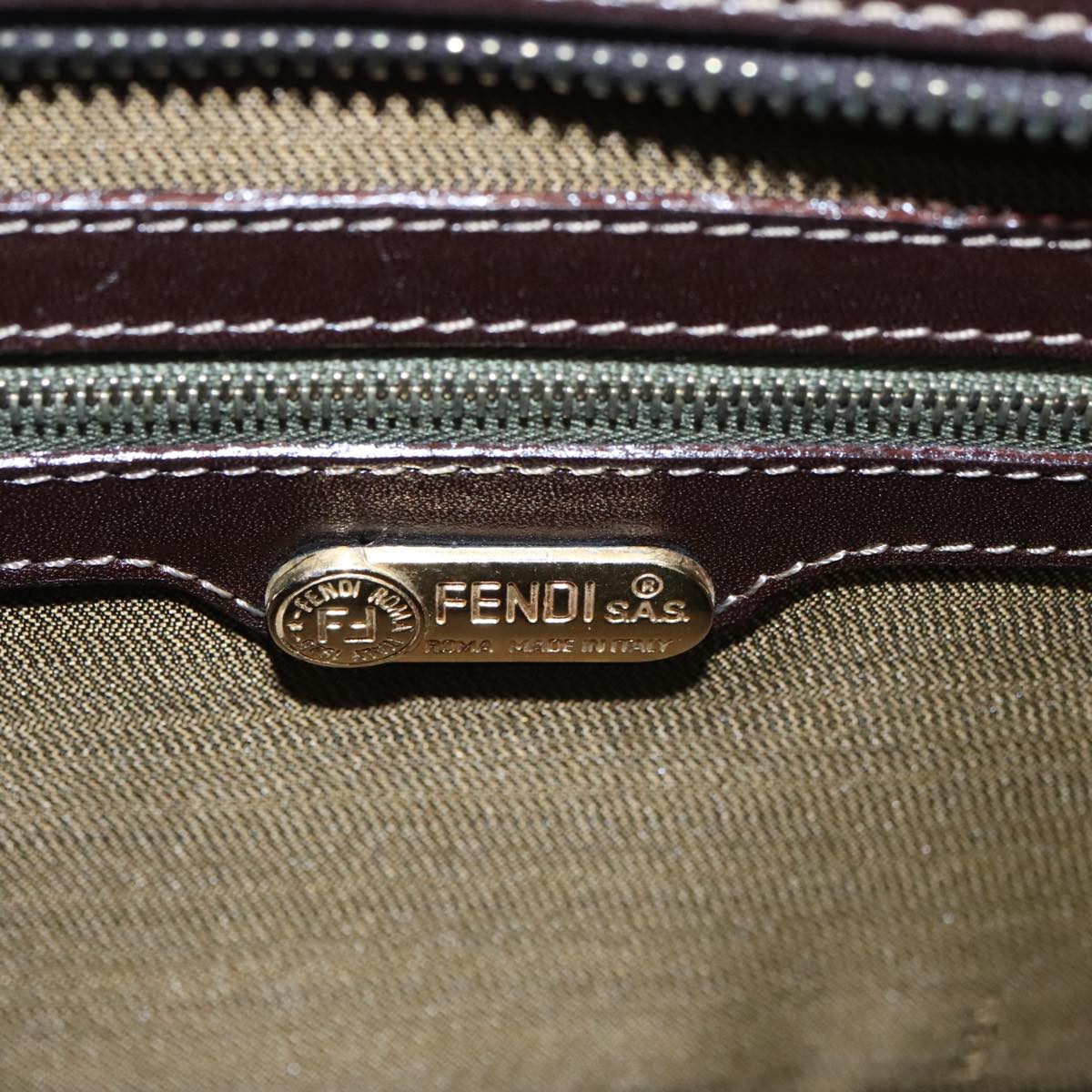FENDI Zucca Canvas Hand Bag 2way Brown Black gold 101320SA