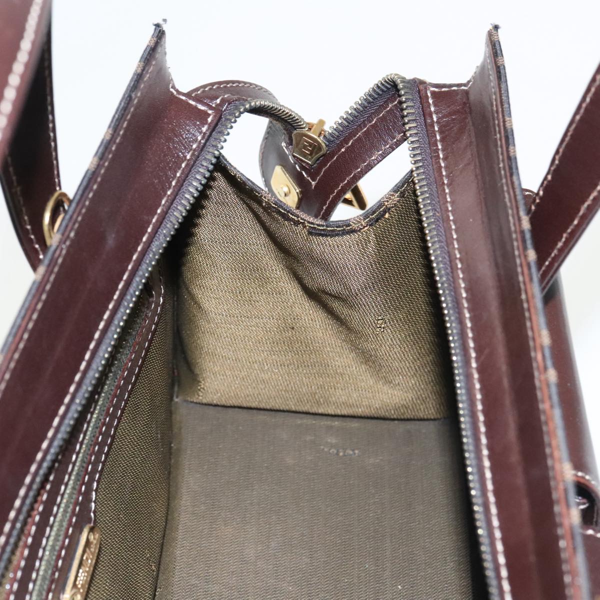 FENDI Zucca Canvas Hand Bag 2way Brown Black gold 101320SA