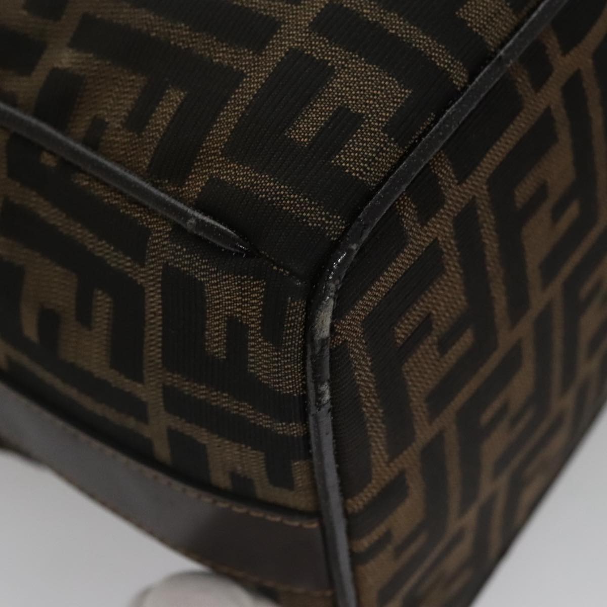FENDI Zucca Canvas Vanity Hand Bag Brown 101351
