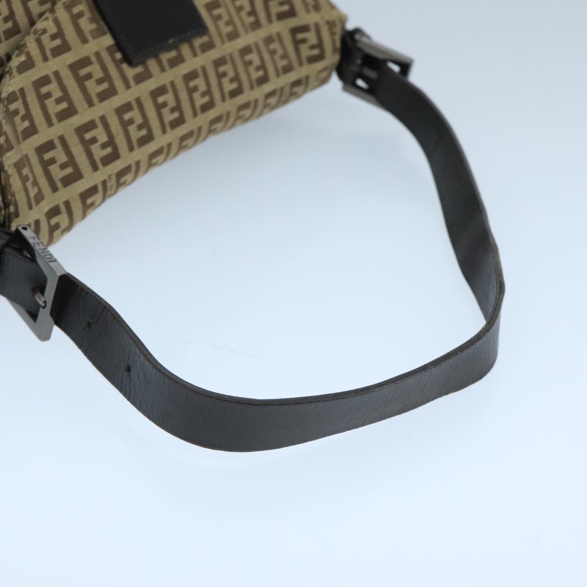 FENDI Zucchino Canvas Mamma Baguette Hand Bag Brown Silver 101409
