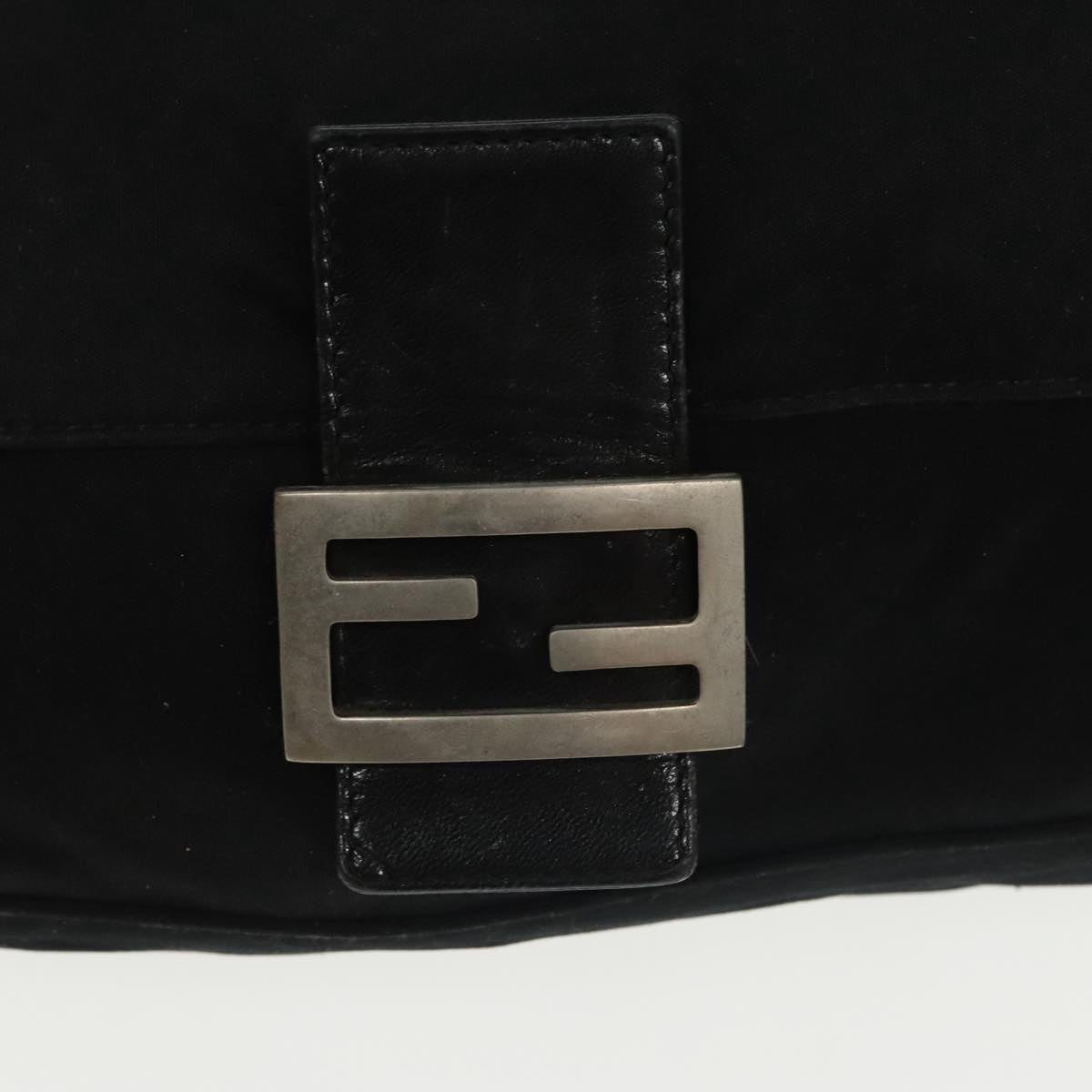 FENDI Mamma Baguette Shoulder Bag Nylon Black Silver 101489