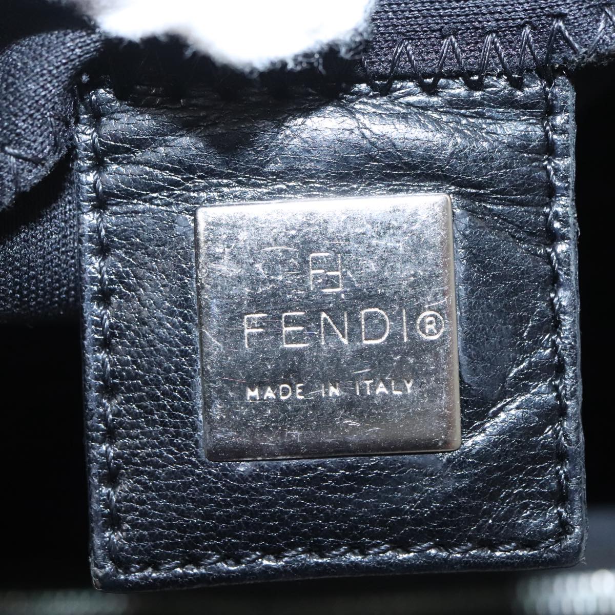 FENDI Mamma Baguette Shoulder Bag Nylon Black Silver 101489