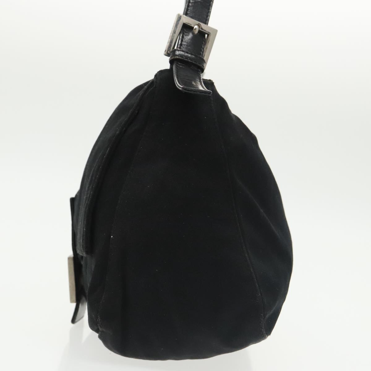 FENDI Mamma Baguette Shoulder Bag Nylon Black Silver 101489