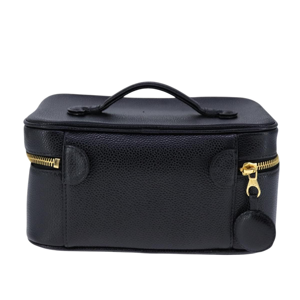 CHANEL Vanity Hand Bag Caviar Skin Black CC 101921