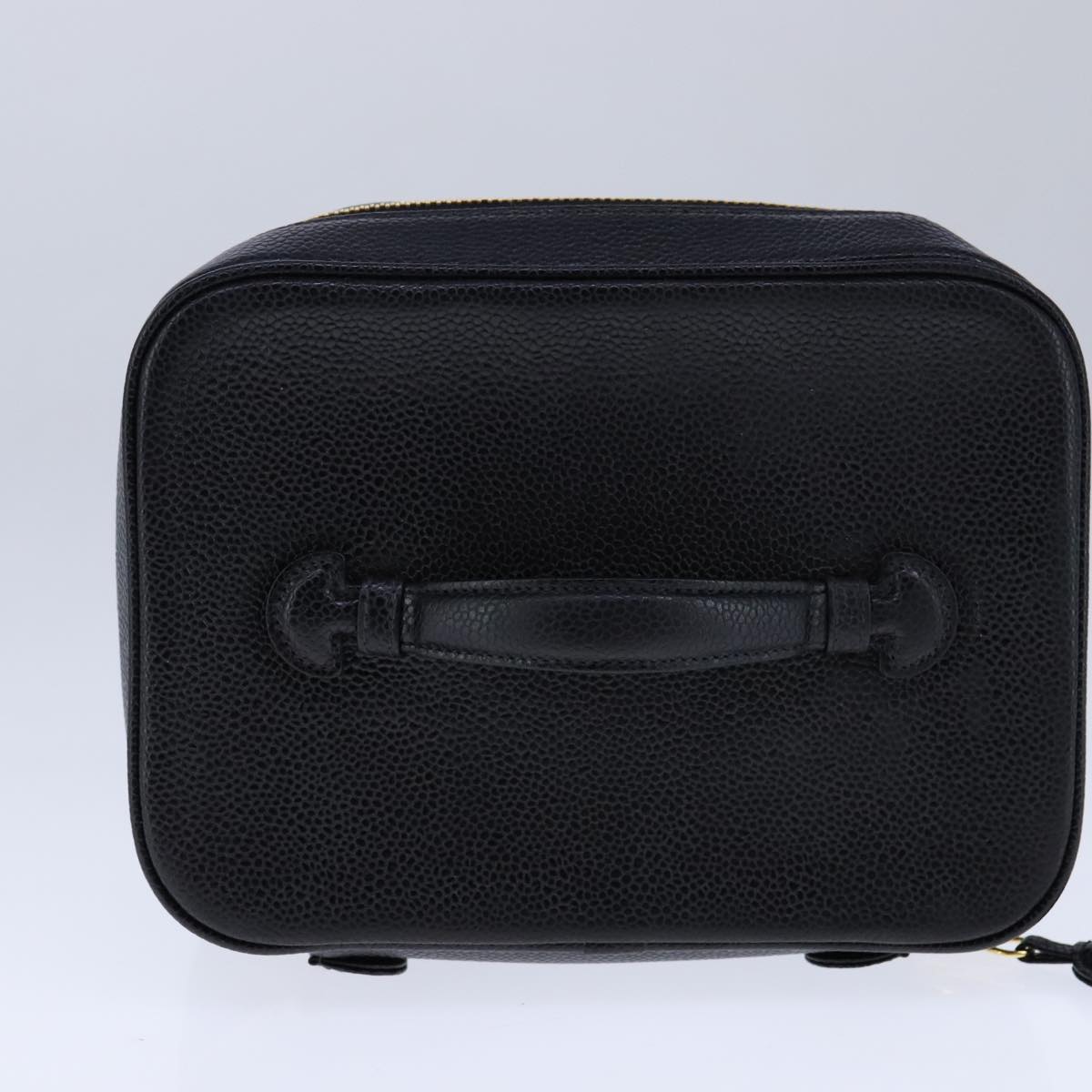 CHANEL Vanity Hand Bag Caviar Skin Black CC 101921